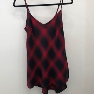 Wet Seal Black and Red Plaid Flowy Top Size Medium